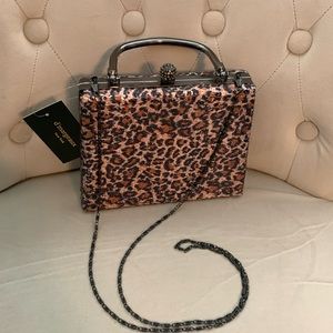 Sequin Leopard Box Purse